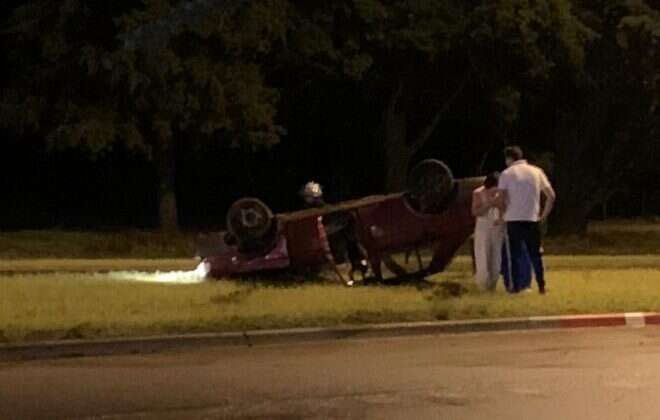 Vuelco y hundimientos en la Perón a causa de la lluvia
