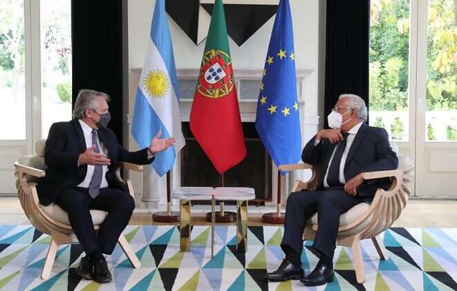 Alberto Fernández, reunido con el primer ministro de Portugal en Lisboa
