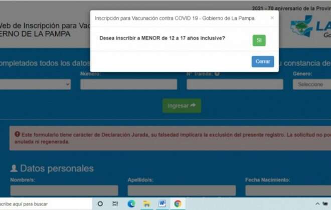 La Pampa empieza a inscribir para vacunar adolescentes de entre 12 y 17 años