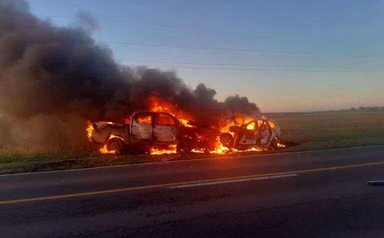 Choque, incendio y dos muertos en la RN 5 cerca de Pehuajó