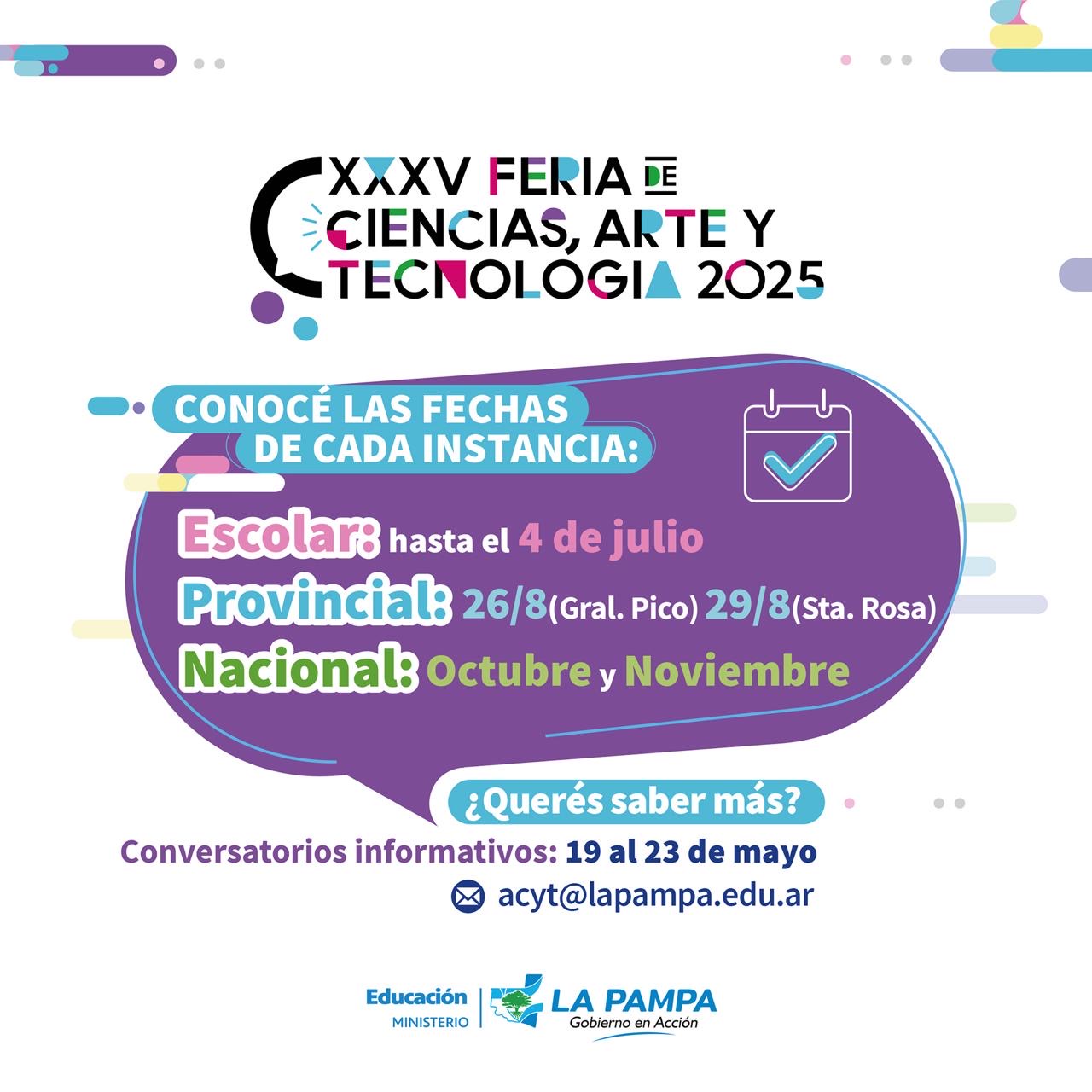 Confirmaron la realización de la XXXV edición de la Feria de Ciencia, Arte y Tecnología 2025